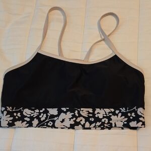 Floral Black and Cream Nani Women's Shaka Bralette Swim Top